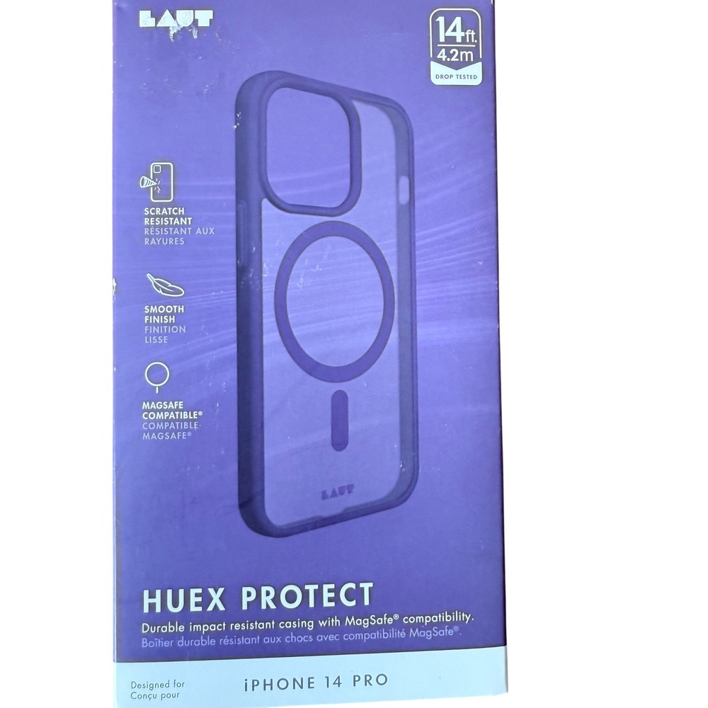 LAUT HUEX PROTECT iPhone 14 Pro Case Dark Purple MagSafe 14ft Drop Protection